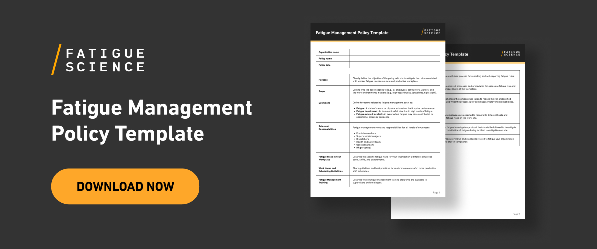 Fatigue Management Policy Template CTA